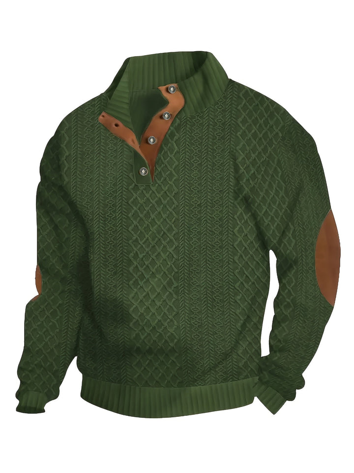 Ronan | Stand Collar Button Henley Sweater