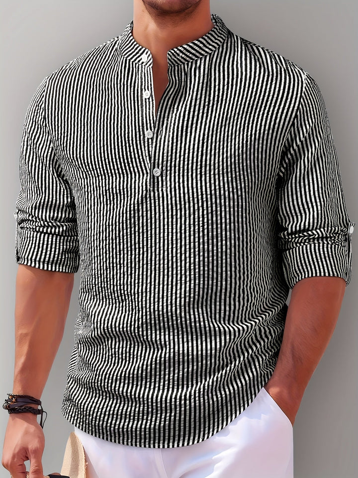 Nathaniel | Coastal Striped Henley Shirt