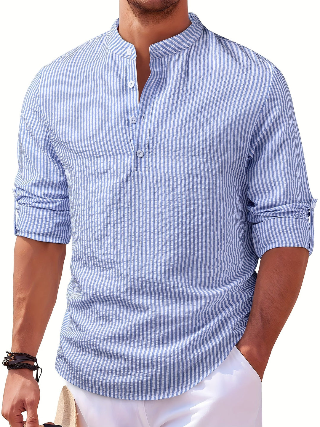 Nathaniel | Coastal Striped Henley Shirt