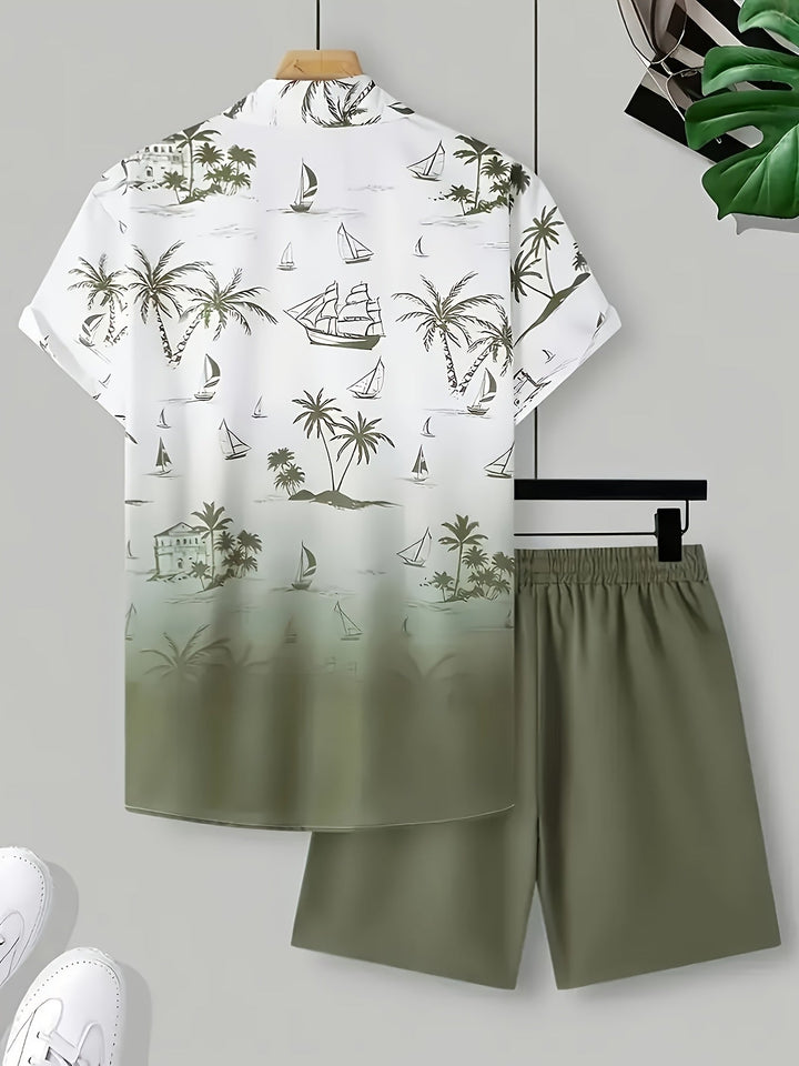 Garrett | Coastal Print Shirt and Shorts Set