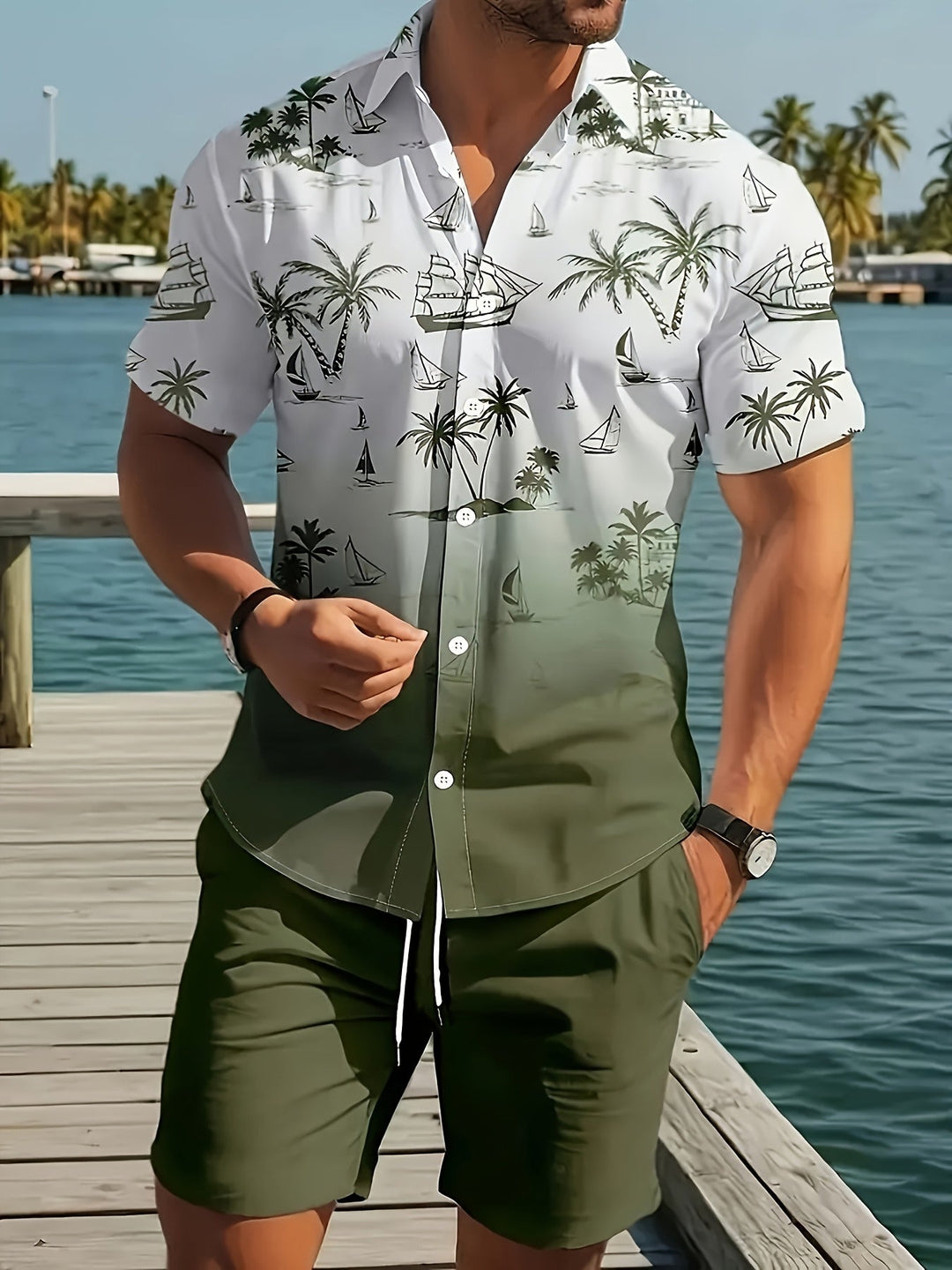 Garrett | Coastal Print Shirt and Shorts Set