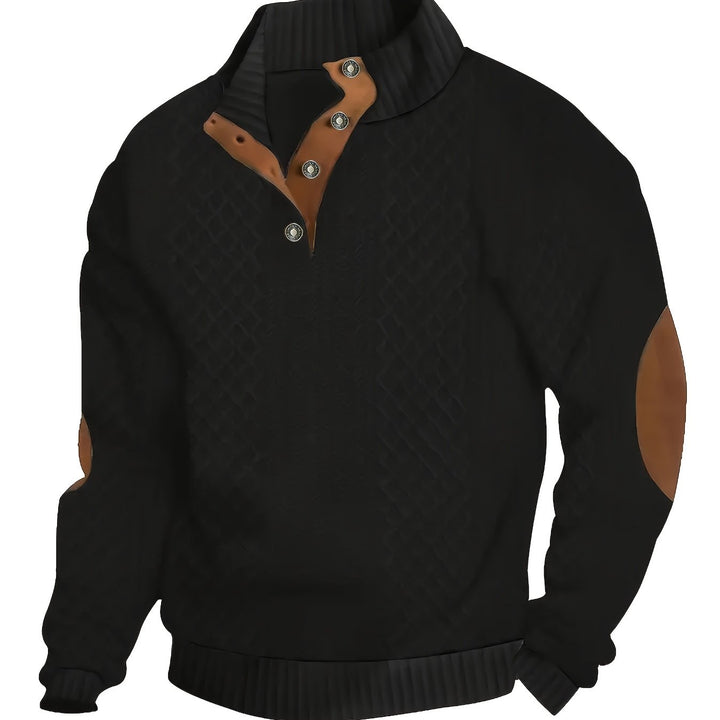 Ronan | Stand Collar Button Henley Sweater