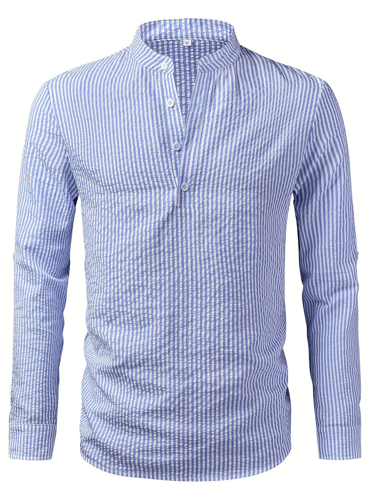Nathaniel | Coastal Striped Henley Shirt