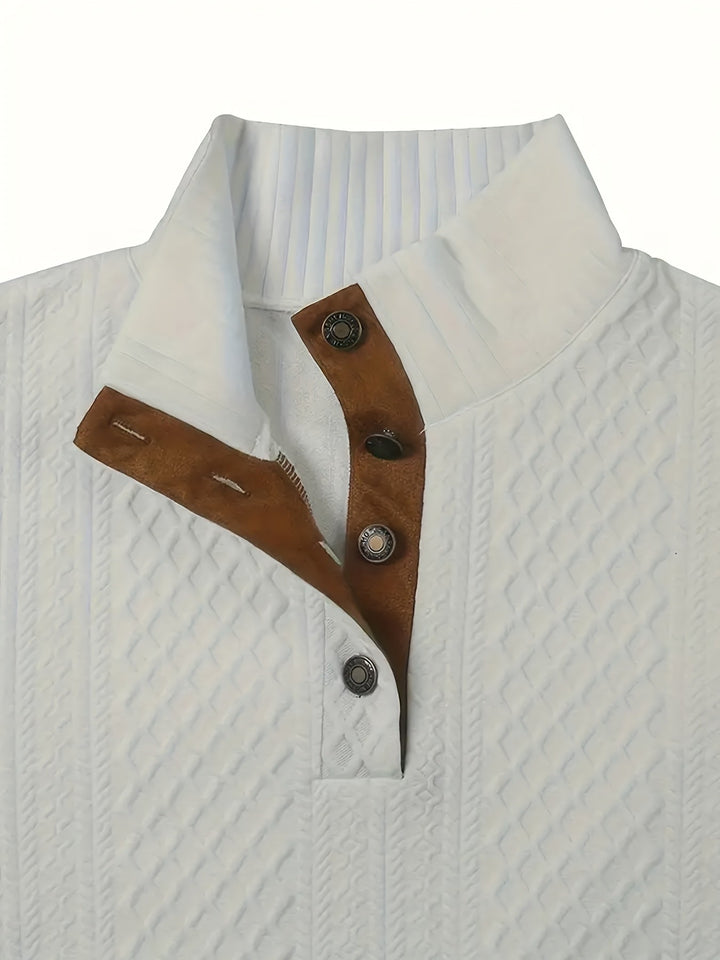 Ronan | Stand Collar Button Henley Sweater