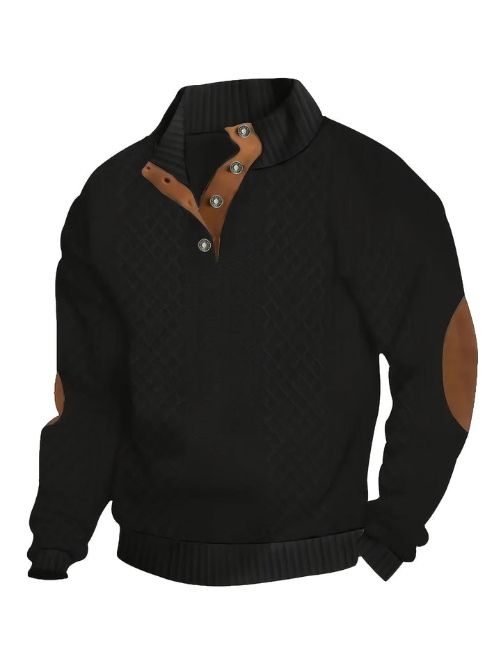 Ronan | Stand Collar Button Henley Sweater