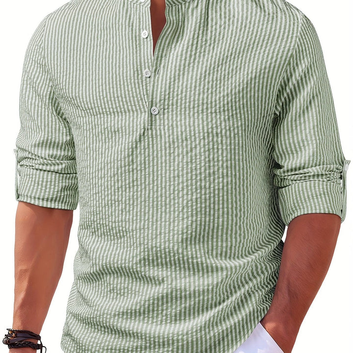 Nathaniel | Coastal Striped Henley Shirt