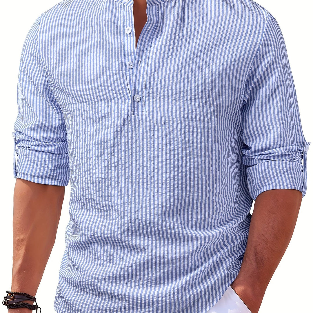 Nathaniel | Coastal Striped Henley Shirt