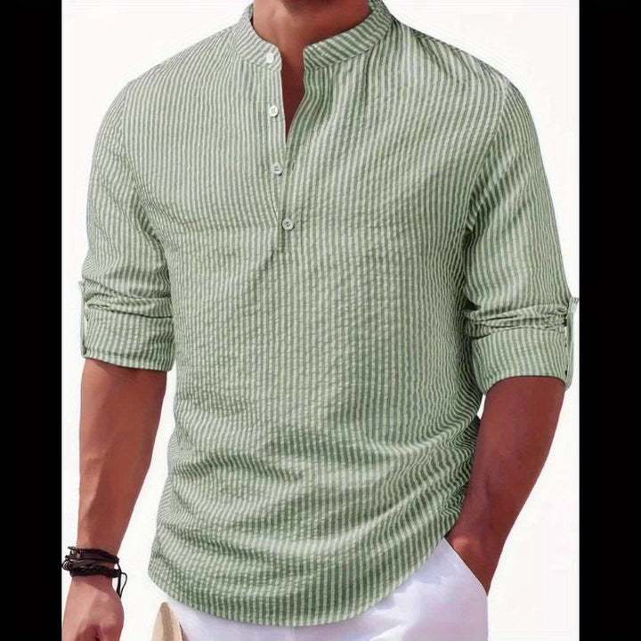 Nathaniel | Coastal Striped Henley Shirt