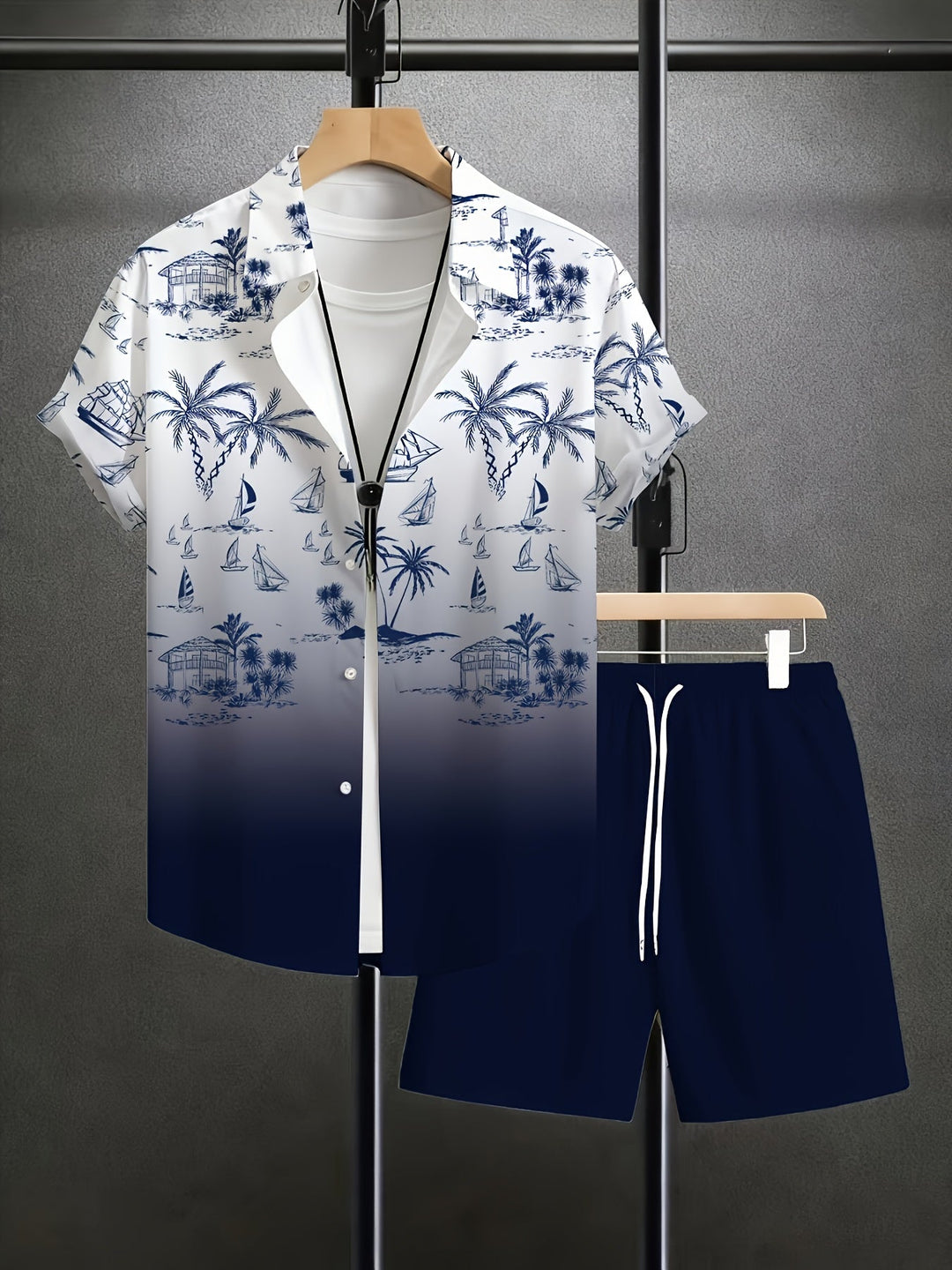 Garrett | Coastal Print Shirt and Shorts Set