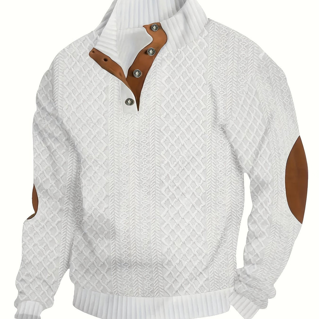 Ronan | Stand Collar Button Henley Sweater