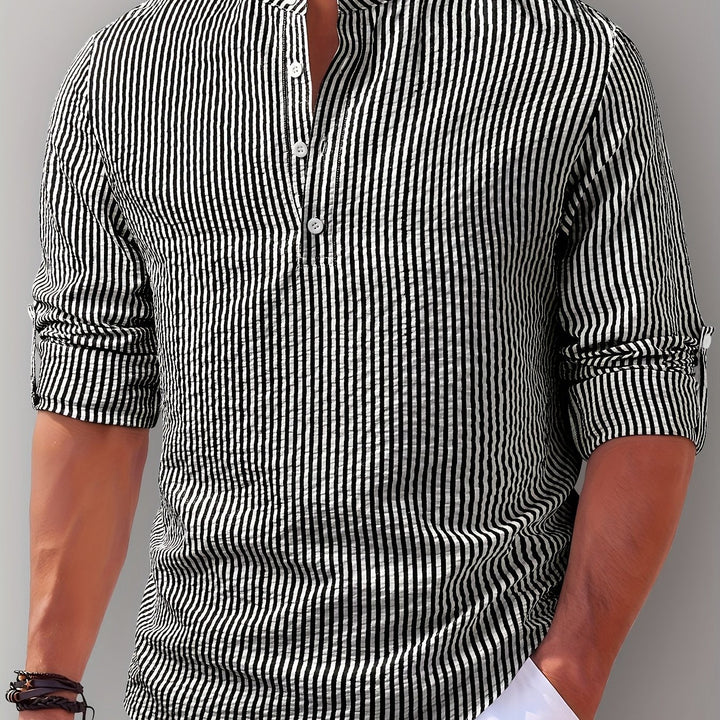 Nathaniel | Coastal Striped Henley Shirt