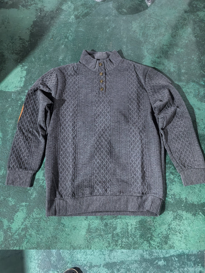 Ronan | Stand Collar Button Henley Sweater