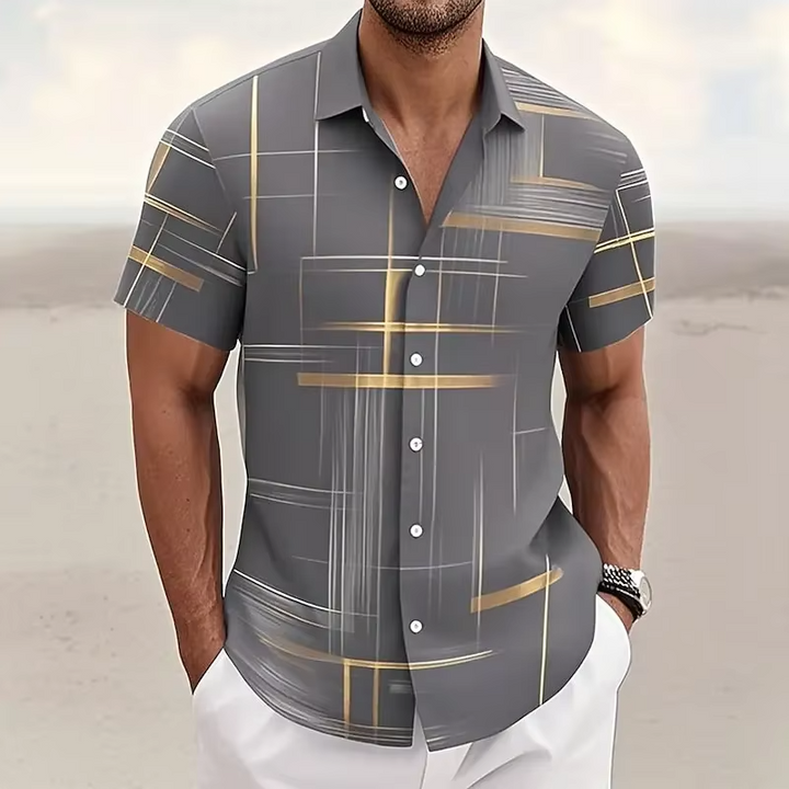 Gerald | Modern Line-Print Short Sleeve Shirt