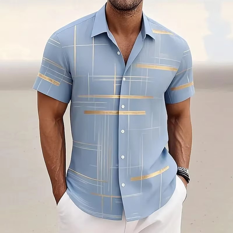 Gerald | Modern Line-Print Short Sleeve Shirt