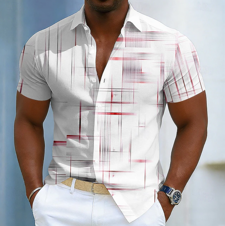 Hendrix | Short Sleeve Button Geometric Shirt