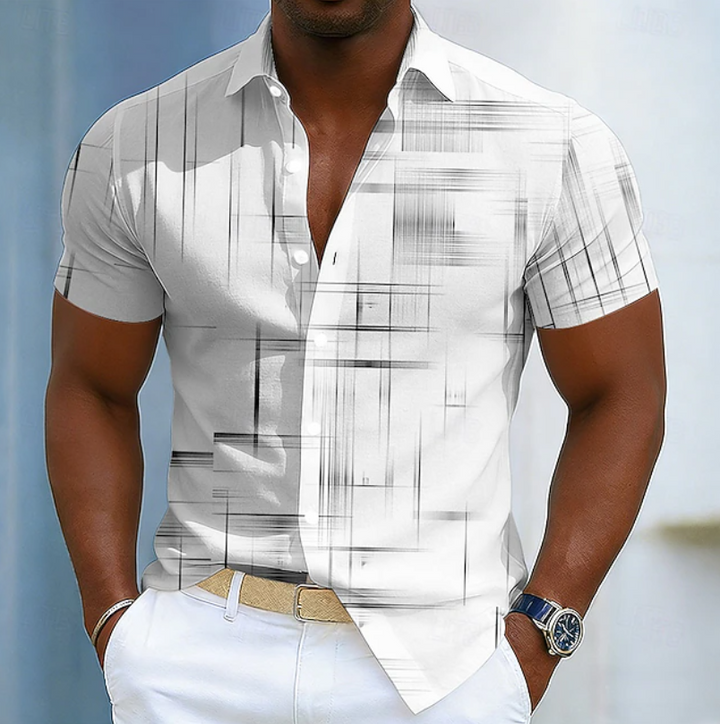 Hendrix | Short Sleeve Button Geometric Shirt