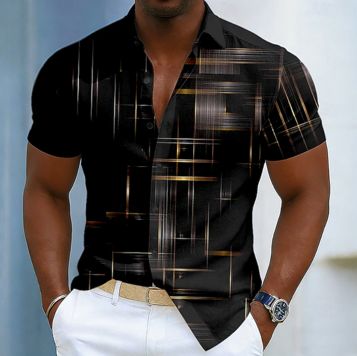 Hendrix | Short Sleeve Button Geometric Shirt