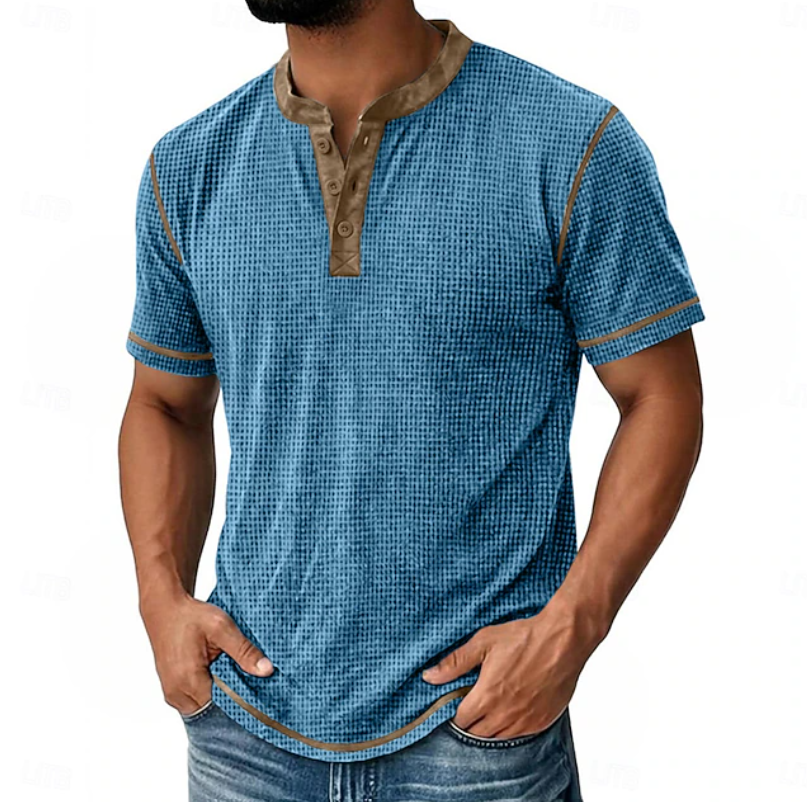 Arion | Textured Henley Short Sleeve T-Shirt
