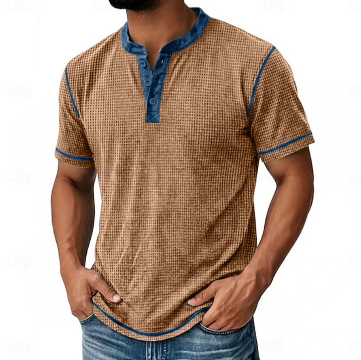 Arion | Textured Henley Short Sleeve T-Shirt