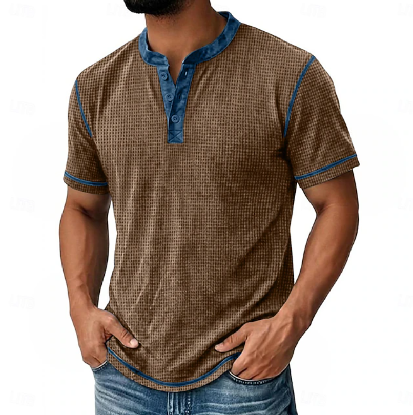 Arion | Textured Henley Short Sleeve T-Shirt