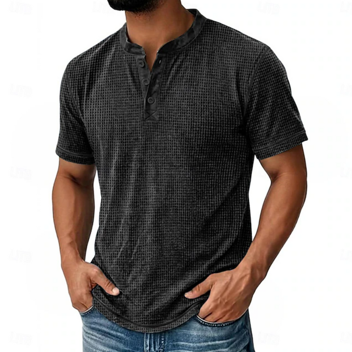 Arion | Textured Henley Short Sleeve T-Shirt
