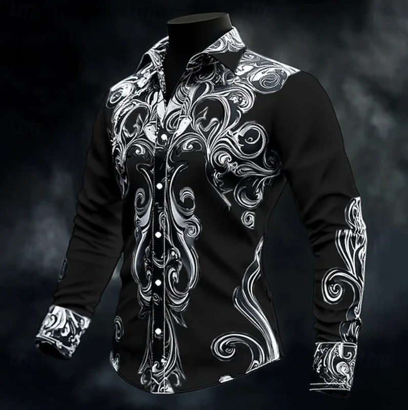 Adrian | Ornate Print Long Sleeve Shirt