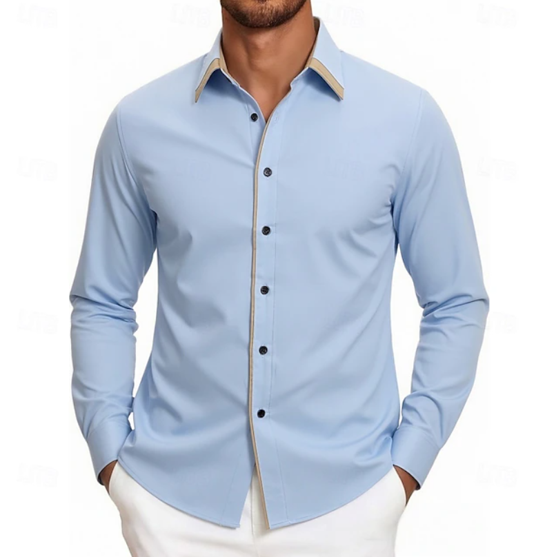 Carter | Contrast Trim Long Sleeve Shirt