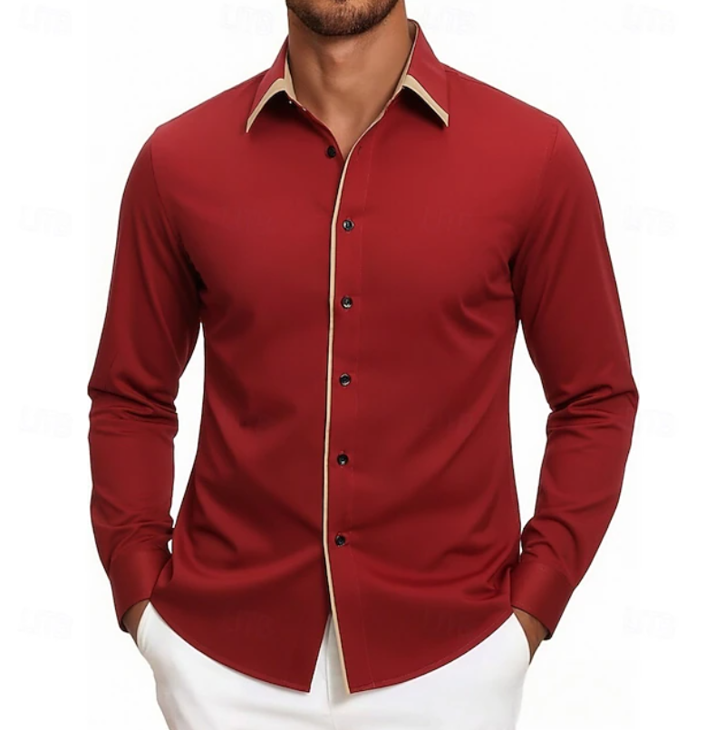 Carter | Contrast Trim Long Sleeve Shirt