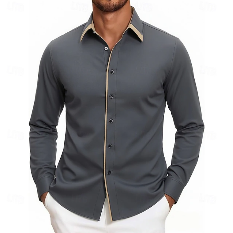 Carter | Contrast Trim Long Sleeve Shirt
