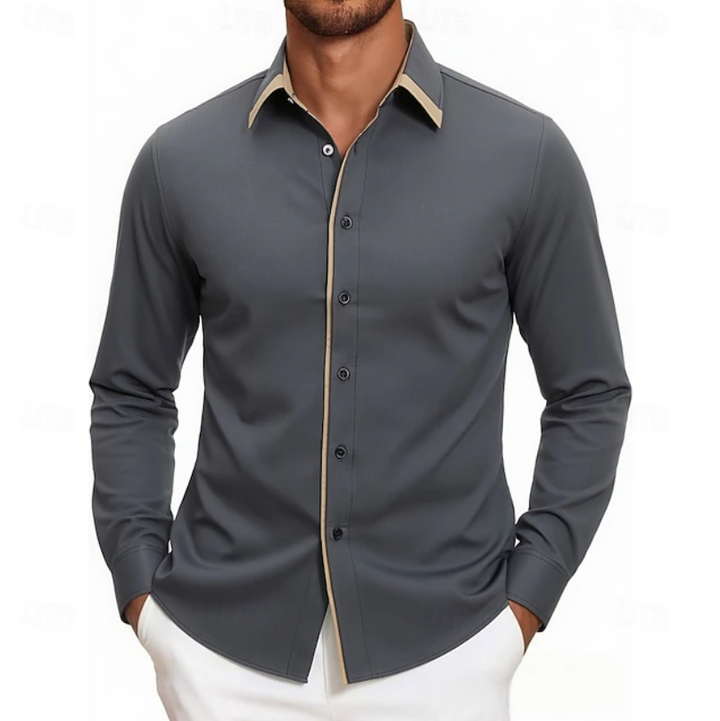 Carter | Contrast Trim Long Sleeve Shirt