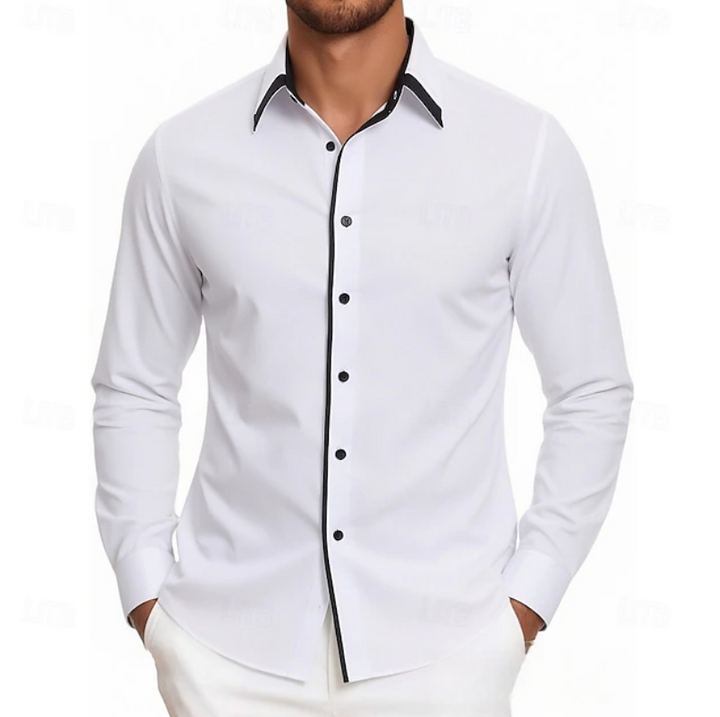 Carter | Contrast Trim Long Sleeve Shirt