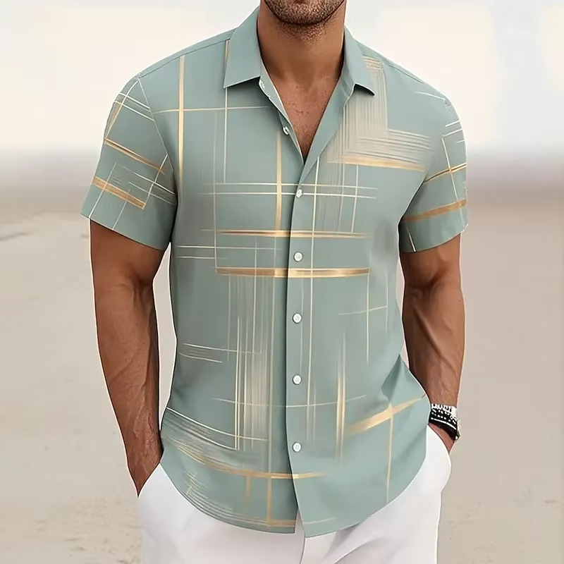 Gerald | Modern Line-Print Short Sleeve Shirt
