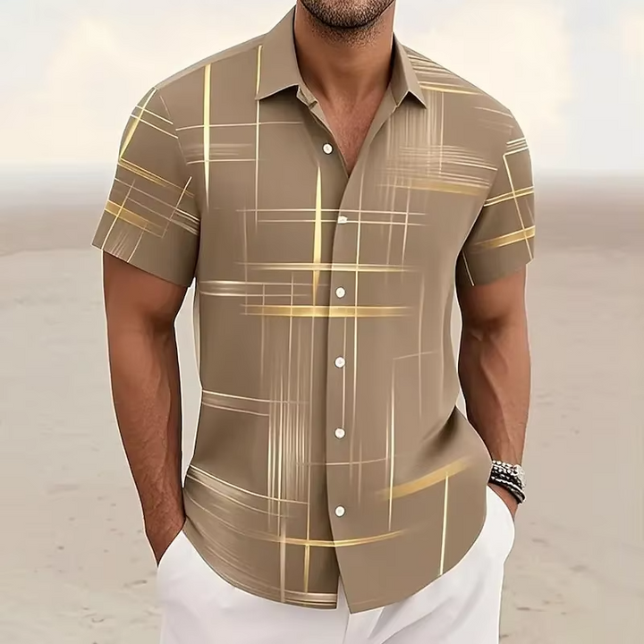 Gerald | Modern Line-Print Short Sleeve Shirt