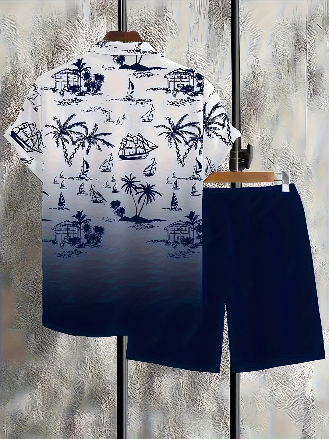 Garrett | Coastal Print Shirt and Shorts Set