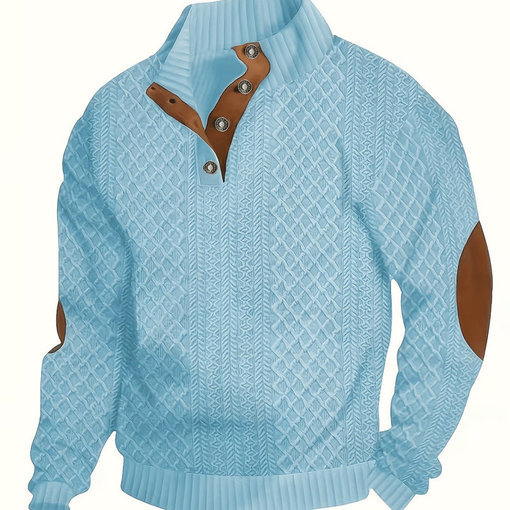 Ronan | Stand Collar Button Henley Sweater