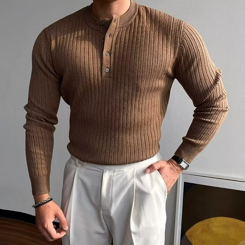 Theo | Ribbed Henley Sweater