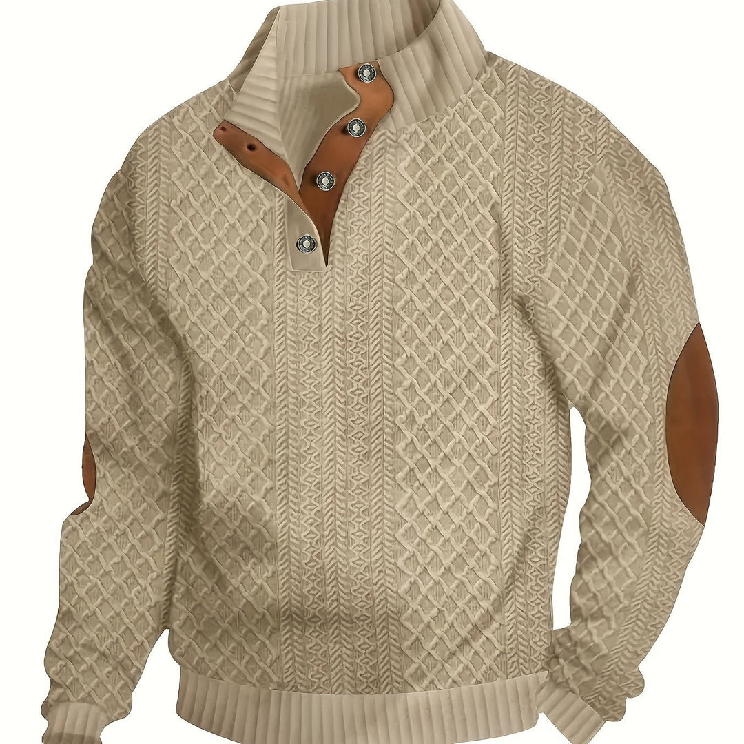 Ronan | Stand Collar Button Henley Sweater