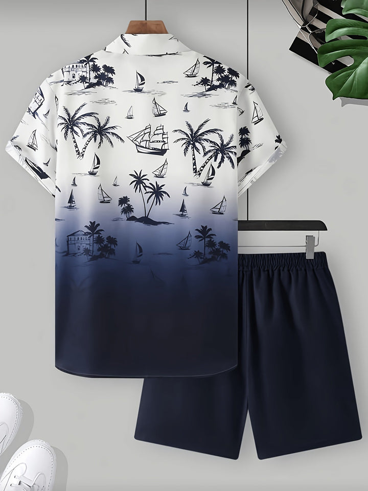 Garrett | Coastal Print Shirt and Shorts Set