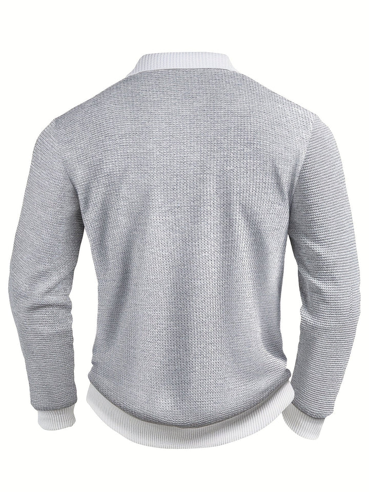Gareth | Textured Long-Sleeve Polo Shirt