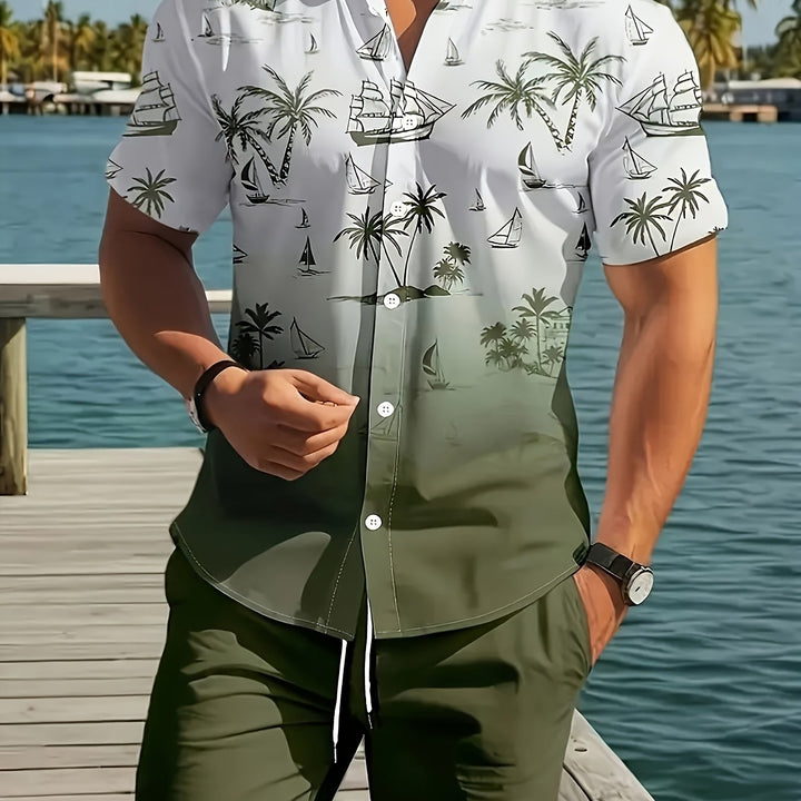 Garrett | Coastal Print Shirt and Shorts Set