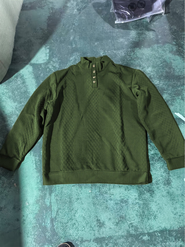 Ronan | Stand Collar Button Henley Sweater