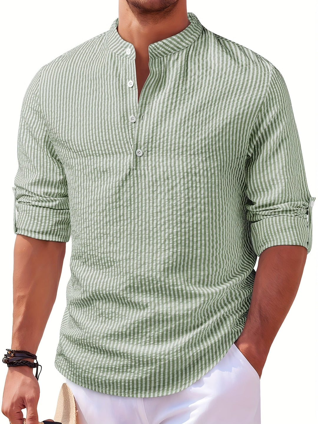 Nathaniel | Coastal Striped Henley Shirt