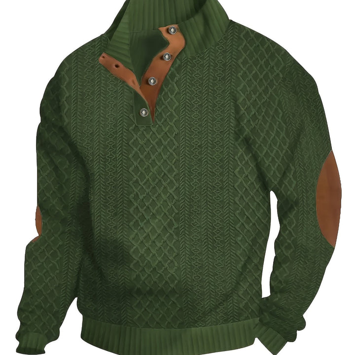 Ronan | Stand Collar Button Henley Sweater