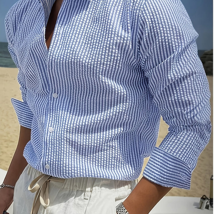 Spencer | Textured Striped Long-Sleeve Shirt
