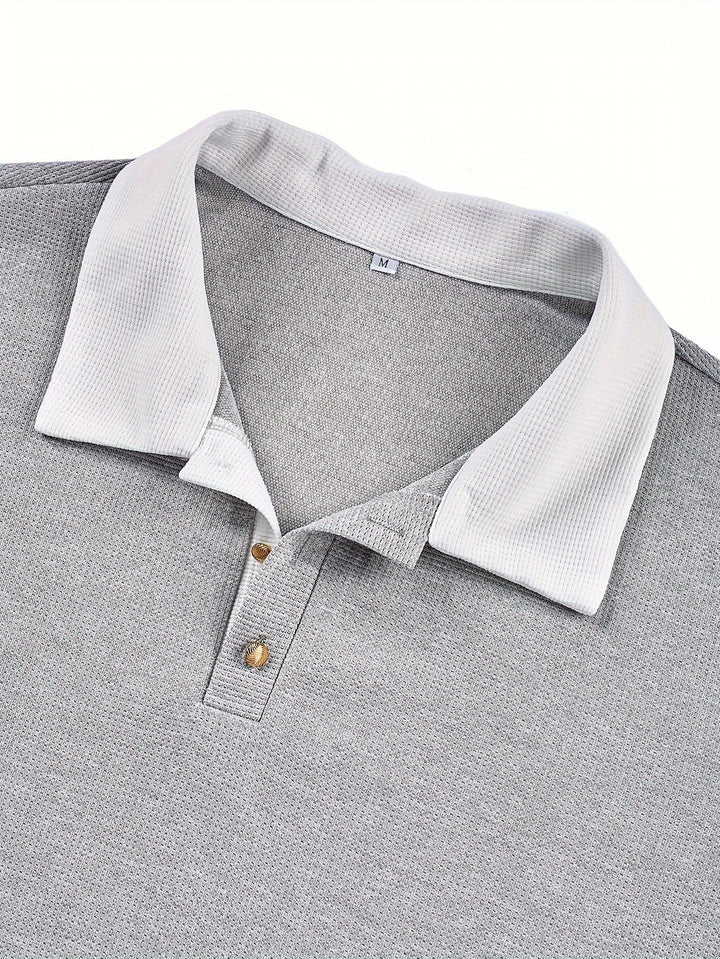 Gareth | Textured Long-Sleeve Polo Shirt