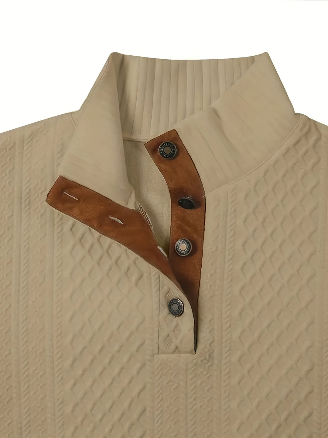 Ronan | Stand Collar Button Henley Sweater