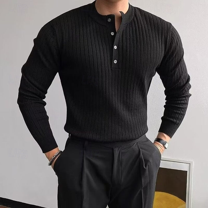 Theo | Ribbed Henley Sweater