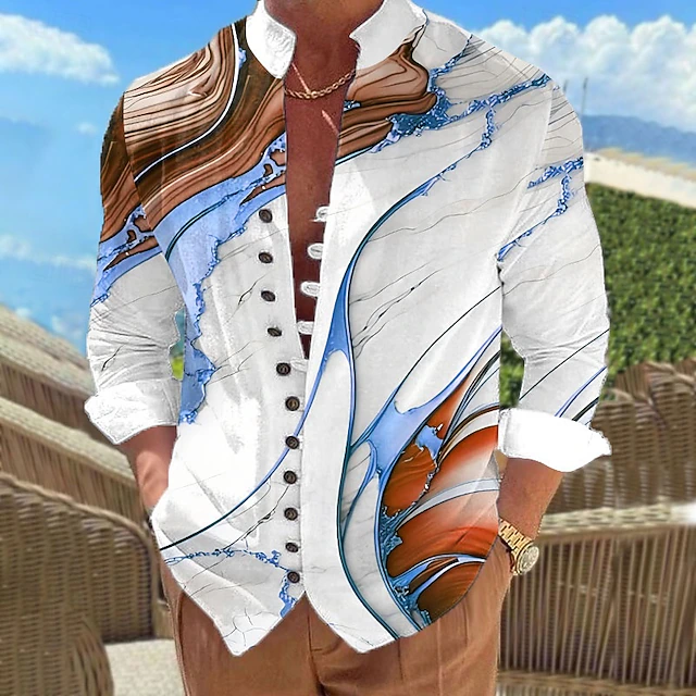 Damon | Artful Standing-Collar Shirt
