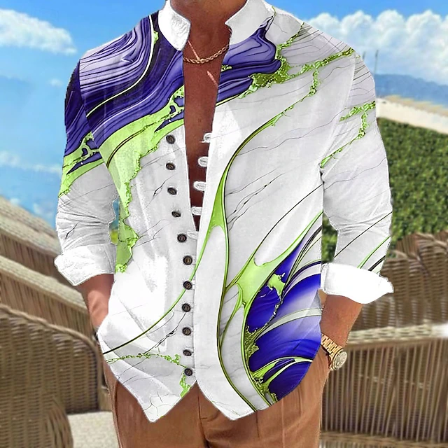 Damon | Artful Standing-Collar Shirt