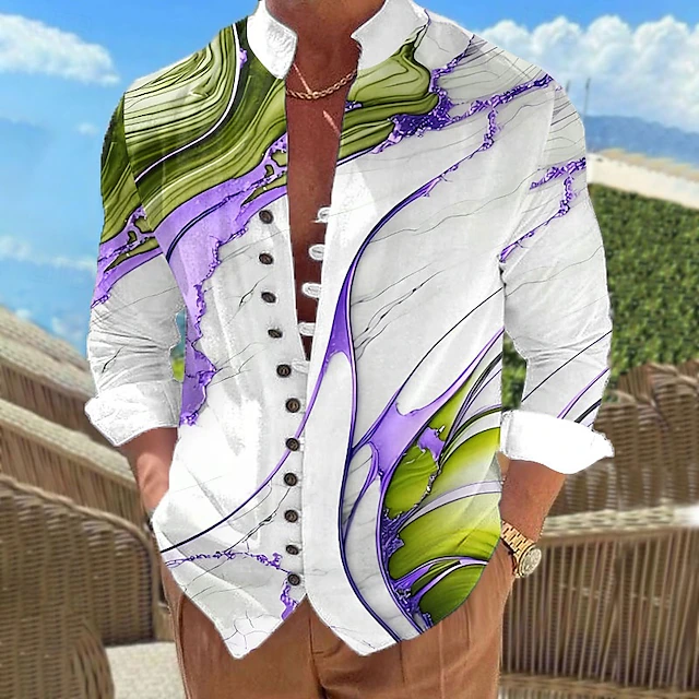 Damon | Artful Standing-Collar Shirt